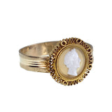 Antique 18K & Carved Shell Julius Caesar Cameo Conversion Ring