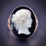 18K & Carved Onyx Cameo Ring