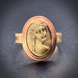 Antique 14K & Gold Filled Lava Cameo Conversion Ring