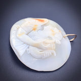 Antique 14K & Carved Shell Psyche Cameo Pendant
