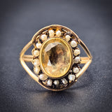 SOLD Antique 14K, Citrine & Seed Pearl Conversion Ring
