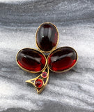 Antique 14K & Garnet Clover Brooch