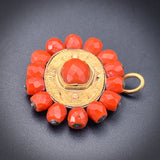 SOLD Antique French 18K & Faceted Coral Pendant