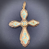 Antique 9K & Enamel Cross Pendant