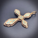 Antique 9K & Enamel Cross Pendant