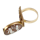 SOLD Antique 15K, 14K & Carved Shell Cameo Locket  Conversion Ring