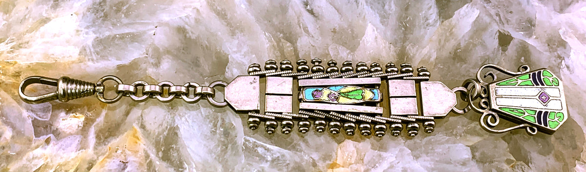 Antique German Art Deco Silver & Enamel Watch Chain Fob – The