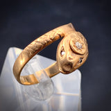 SOLD Vintage 9K & Diamond Snake Ring