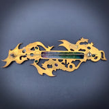 Vintage Percossi Papi Tourmaline, Ruby, Sapphire, Emerald, Seed Pearl & Enamel Dragon Trio Brooch