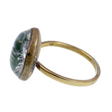 Estate 14K & Hand Painted Reverse Intaglio Duck Conversion Ring