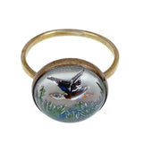 Estate 14K & Hand Painted Reverse Intaglio Duck Conversion Ring