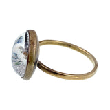 Estate 14K & Hand Painted Reverse Intaglio Duck Conversion Ring