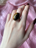 Antique 14K & Tigers Eye Conversion Scarab Ring