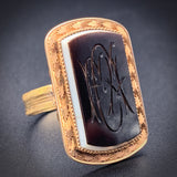 Antique 14K & Agate Intaglio Monogram Conversion Ring