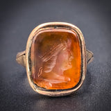 Antique 9K & Carved Carnelian Fob Conversion Ring