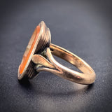 Antique 9K & Carved Carnelian Fob Conversion Ring