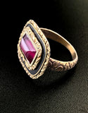 Antique 14K, Almandine Garnet & Enamel Conversion Ring