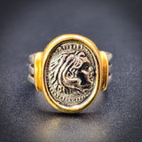Antique Vermeil, Silver & Enamel Coin Ring