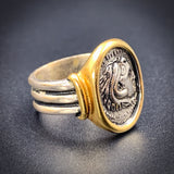 Antique Vermeil, Silver & Enamel Coin Ring