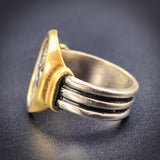 Antique Vermeil, Silver & Enamel Coin Ring