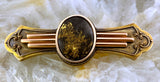 Antique 14K & Black Gold-In-Quartz Brooch