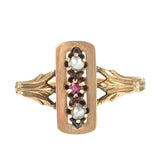 Antique French 18K, Garnet & Pearl Ring