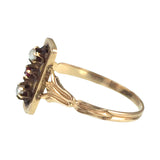 Antique French 18K, Garnet & Pearl Ring