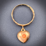 Antique 9K & Coral Heart Charm Ring
