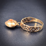 Antique 9K & Coral Heart Charm Ring