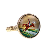 Antique 9K, 14K & Glass Essex Crystal Horse Conversion Ring