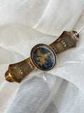 Antique 14K & Black Gold-In-Quartz Brooch