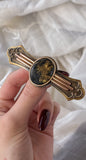 Antique 14K & Black Gold-In-Quartz Brooch