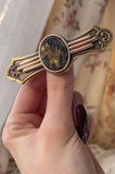 Antique 14K & Black Gold-In-Quartz Brooch