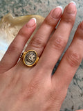 Antique Vermeil, Silver & Enamel Coin Ring