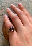 SOLD Antique 10K, Garnet & Seed Pearl Ring