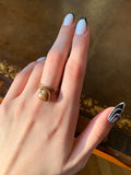 Antique 9K & Coral Heart Charm Ring