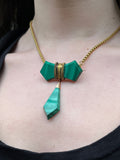 Antique 14K & Malachite Bow Brooch