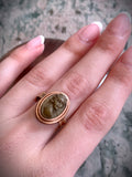 Antique 14K & Gold Filled Lava Cameo Conversion Ring