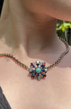 Austro Hungarian Silver, Garnet, Turquoise, Mother Of Pearl & Enamel Brooch