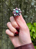 Austro Hungarian Silver, Garnet, Turquoise, Mother Of Pearl & Enamel Brooch