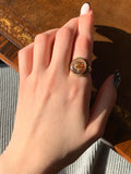 Antique 14K, Gilt & Hand Painted Fox Conversion Ring