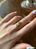 Antique 18K, 14k & Chalcedony Dogwood Conversion Ring
