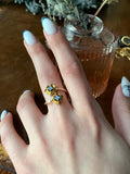 Antique 18K, 14k & Chalcedony Dogwood Conversion Ring