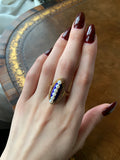 Estate 14K, Pearl & Enamel Navette Ring