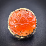 Antique Art Nouveau Silver & Carved Carnelian Dome Ring