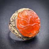 Antique Art Nouveau Silver & Carved Carnelian Dome Ring