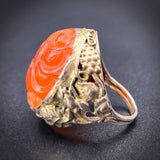 Antique Art Nouveau Silver & Carved Carnelian Dome Ring