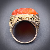 Antique Art Nouveau Silver & Carved Carnelian Dome Ring