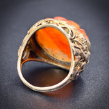 Antique Art Nouveau Silver & Carved Carnelian Dome Ring