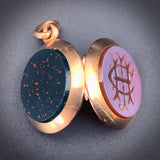 Antique 15K, Bloodstone & Carnelian Locket Watch Fob/Pendant